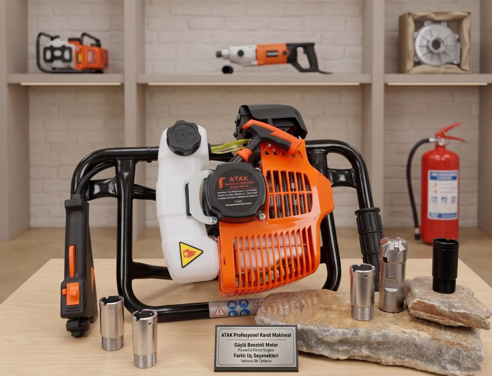 Atak Premium el sondaj makinesi 3,5 HP benzinli motor ve tutma kolları